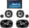 Car audio components, loud speakers and audio player Royalty Free Stock Photo